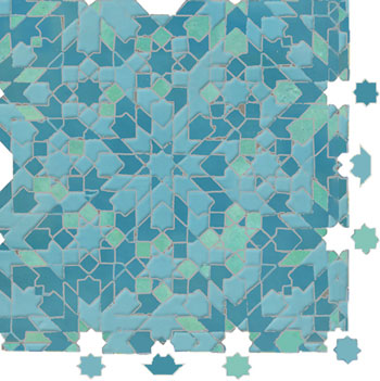 Mosaic House Moroccan tile Batha 13-23-12 Hippi Light Turquoise Turquoise Light Green  zellige, mosaic, zellij, field, pattern, glaze, classic, stars, intricate 
